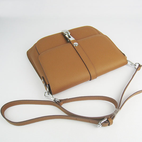 Fake Hermes Togo Leather Messenger Bag Light Coffee 8079 - Click Image to Close